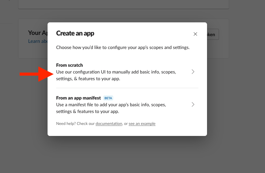 Create a slack app - step 2